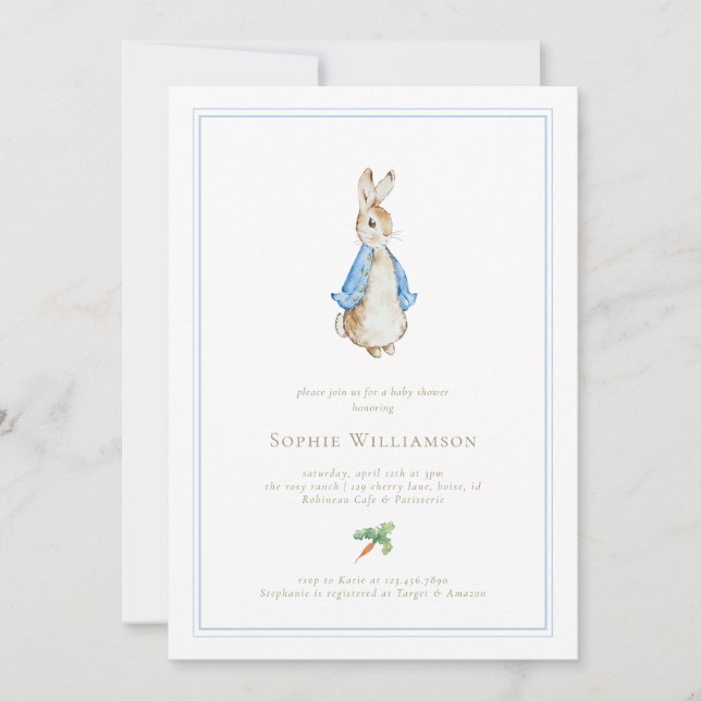 Convites Clássico Peter, o Chá de fraldas do Coelho (Frente)