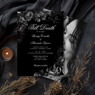 Convites Clássico preto até a foto do casamento da morte