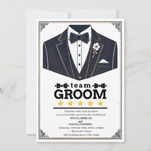 Convites Clássico Preto e Branco Elegante Texto Equipe Noiv