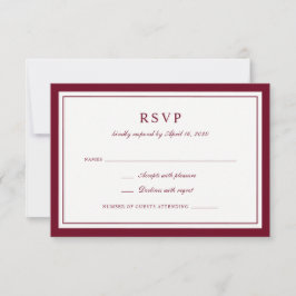 Convites Clássico Quadro Burgundy Elegante Casamento RSVP