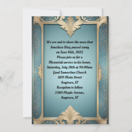 Convites Clássico Quadro Deco no Memorial Azul Turquesa