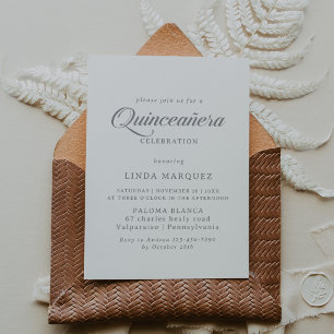 Convites Clássico Quinceañera Caligrafia Chic