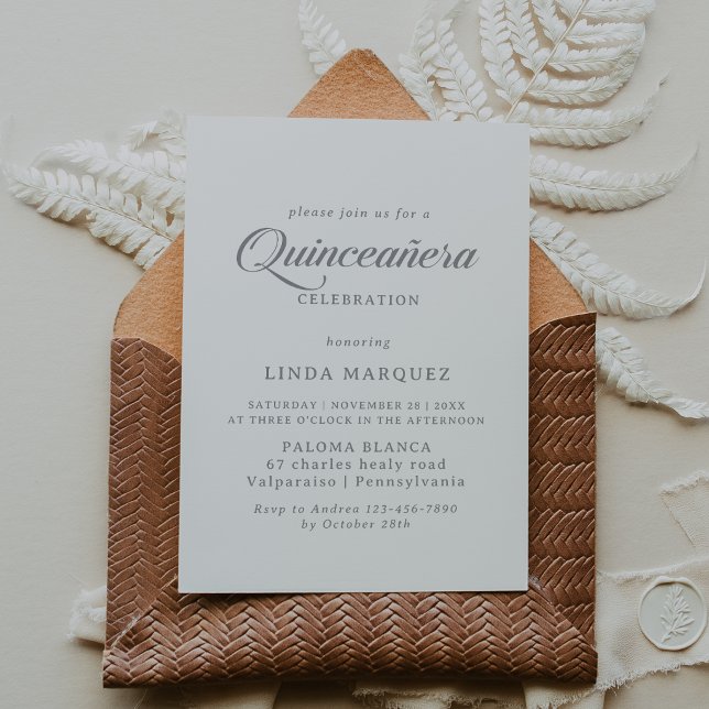 Convites Clássico Quinceañera Caligrafia Chic (Criador carregado)
