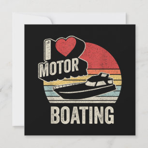 Convites Clássico Retro Eu Amo Barco a Motor Engraçado Barq