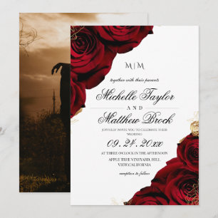 Convites Clássico Romântico Rosa Borgonha Casamento Floral