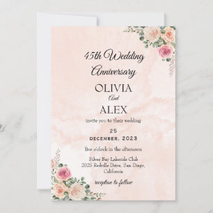 Convites Clássico Rosa Creme Floral Casamento Aniversário
