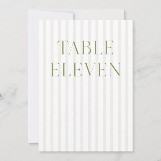 Convites Clássico Sage Green & Beige Wedding 11 Table Numbe (Frente)