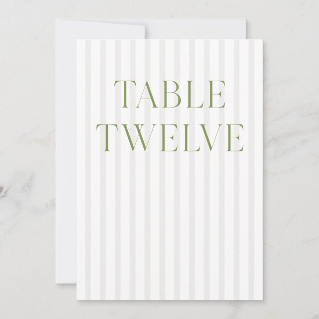 Convites Clássico Sage Green & Beige Wedding 12 Table Numbe (Frente)