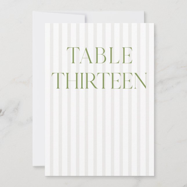 Convites Clássico Sage Green & Beige Wedding 13 Table Numbe (Frente)