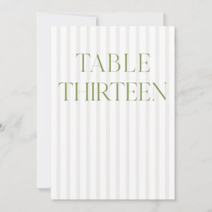 Convites Clássico Sage Green & Beige Wedding 13 Table Numbe