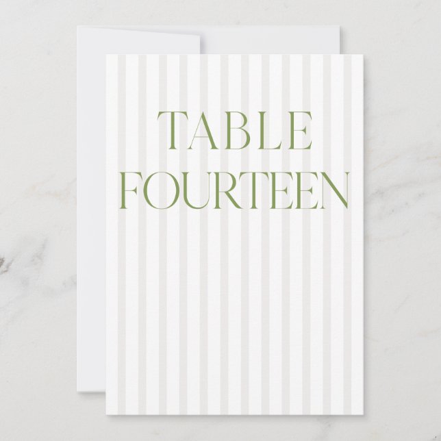 Convites Clássico Sage Green & Beige Wedding 14 Table Numbe (Frente)