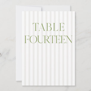 Convites Clássico Sage Green & Beige Wedding 14 Table Numbe