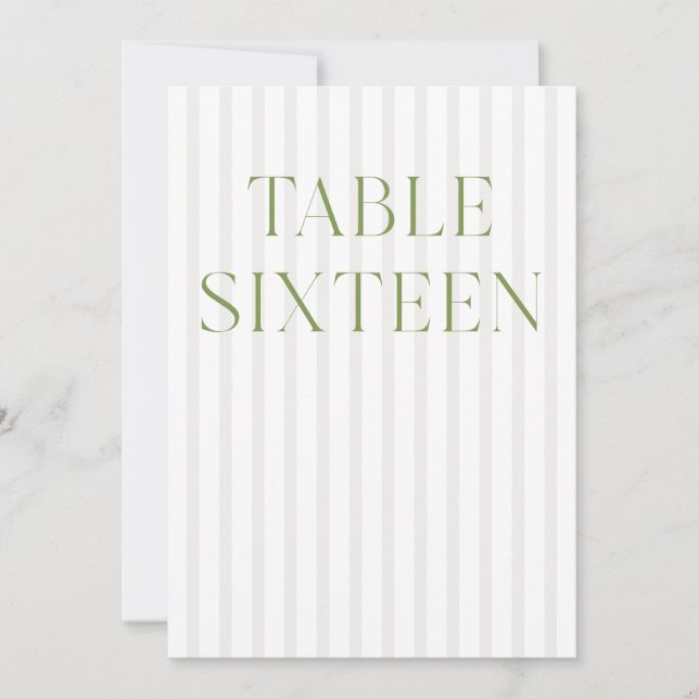 Convites Clássico Sage Green & Beige Wedding 16 Table Numbe (Frente)