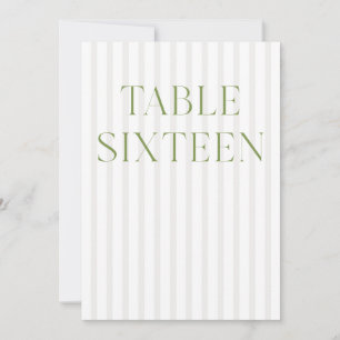 Convites Clássico Sage Green & Beige Wedding 16 Table Numbe