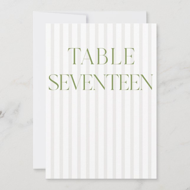 Convites Clássico Sage Green & Beige Wedding 17 Table Numbe (Frente)