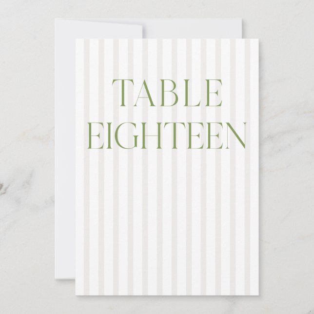 Convites Clássico Sage Green & Beige Wedding 18 Table Numbe (Frente)
