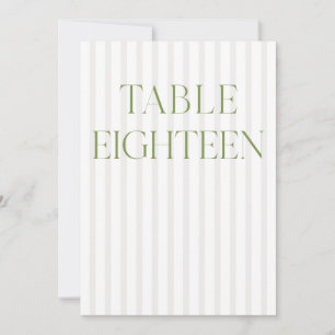 Convites Clássico Sage Green & Beige Wedding 18 Table Numbe