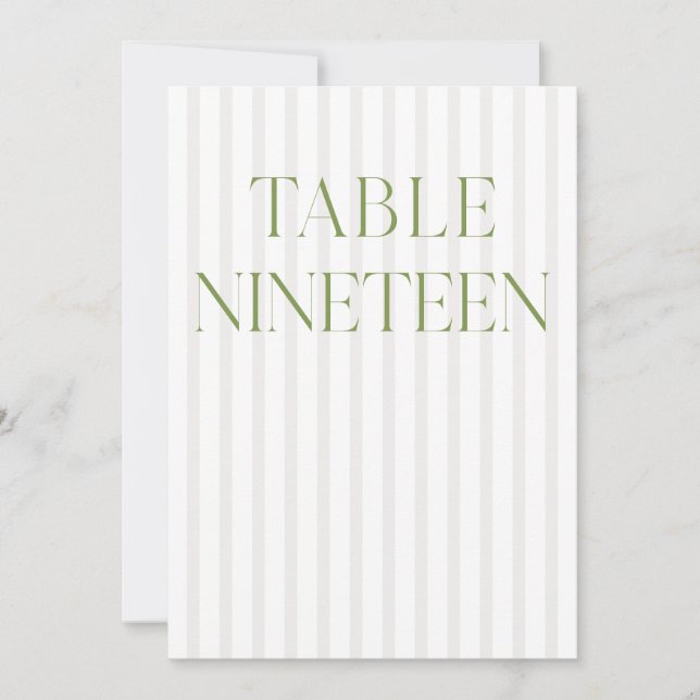 Convites Clássico Sage Green & Beige Wedding 19 Table Numbe (Frente)