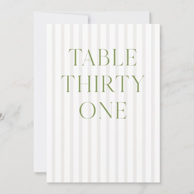 Convites Clássico Sage Green & Beige Wedding 31 Table Numbe (Frente)