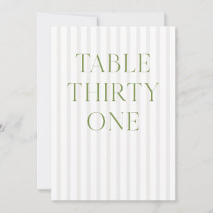 Convites Clássico Sage Green & Beige Wedding 31 Table Numbe