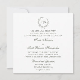 Convites Clássico Sage Green Wreath Invitation