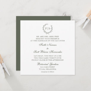 Convites Clássico Sage Green Wreath Invitation
