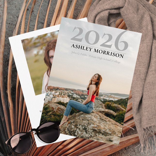 Convites Clássico Simples 2025 Dois Graduação Fotográfica (Simple and Classy 2025 Two Photo Collage Graduation Announcement - Print | Download)