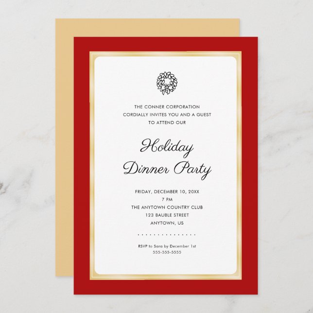 Convites Clássico Simples do Partido de Natal Corporativo (Frente/Verso)