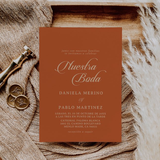 Convites Clássico Terracotta Nuestra Boda Casamento (Criador carregado)