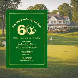 Convites Clássico Verde Dourado do Golfe Jogador 60º Aniver