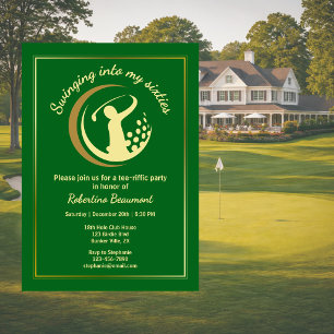 Convites Clássico Verde Dourado do Golfe para Jogador de 60