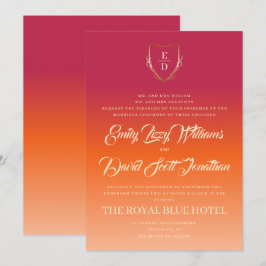 Convites Clássico Vibrante Casamento de Verão Burgundy Lara