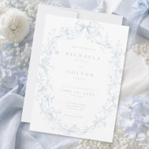 Clássico Vintage Azul Poeirento Floral Coroa Casam
