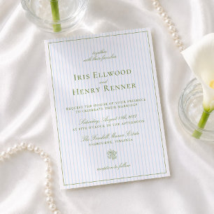 Convites Clássico Vintage Sage Green & Blue Weding