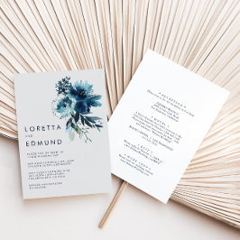 Convites Clássico Watercolor Floral Back & Front Weding