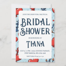 convites clássicos de chá de casamento náutico ânc