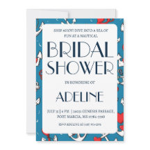 convites clássicos de chá de casamento náutico ânc