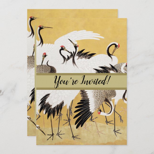 Convites Clássicos ricos em pássaros do Japão (Frente/Verso)