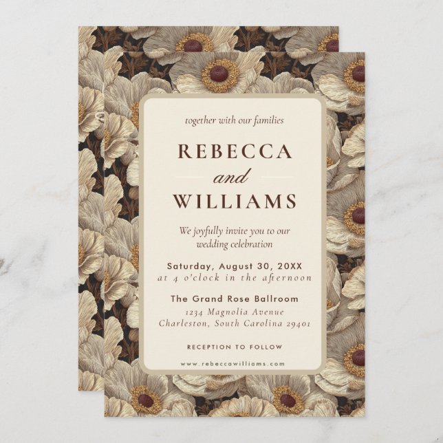 Convites Classy Anemones Floral Backyard Wedding (Frente/Verso)