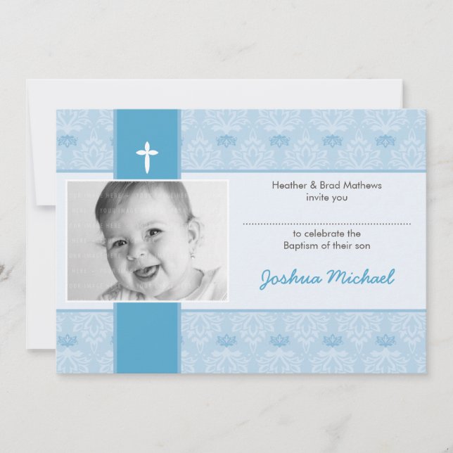 Convites CLASSY BAPTISM CONVIDA: bonito 1L (Frente)