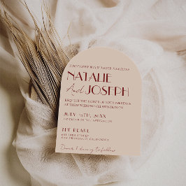 Convites Classy Deep Red Blue Whimsical Modern Arch Wedding