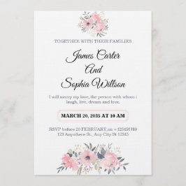Convites Classy Floral Wedding Invitation elegant card