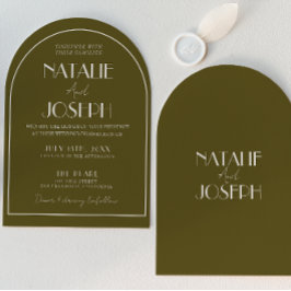 Convites Classy Grasslands Old Money Retro Arched Wedding