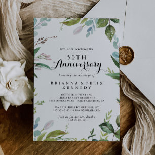 Convites Classy Greenery Tropical 50º Aniversário de Casame