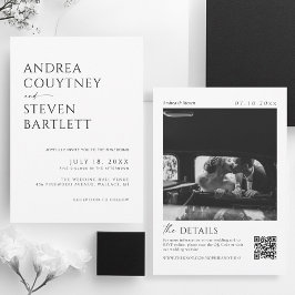 Convites Classy Old Money Photo Black and White Wedding