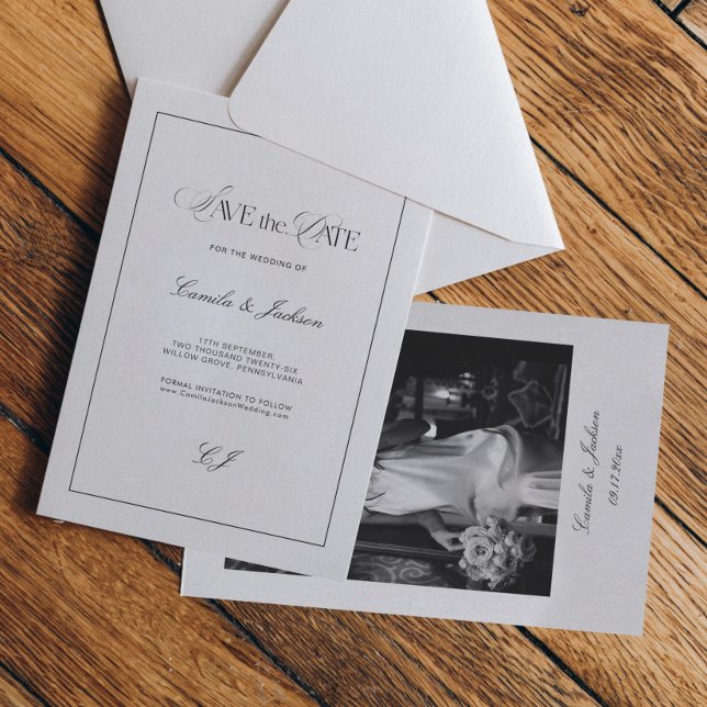 Convites Classy Old Money Wedding Save the Date Photo (Criador carregado)