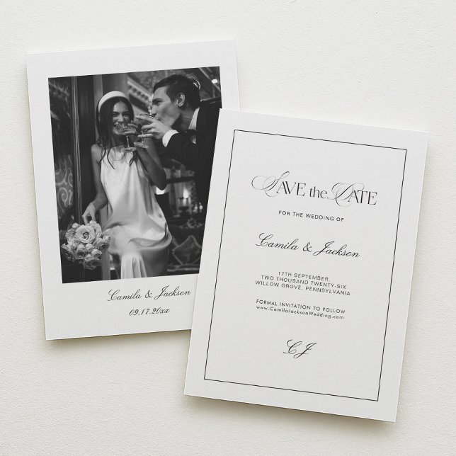 Convites Classy Old Money Wedding Save the Date Photo (Criador carregado)