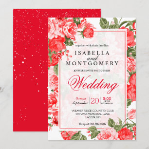 Convites Classy Red Floral Wedding