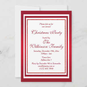 Convites Classy Ruby Red & White Christmas Party