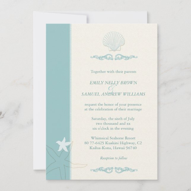 Convites Classy Sea Critters Beach Wedding (Frente)